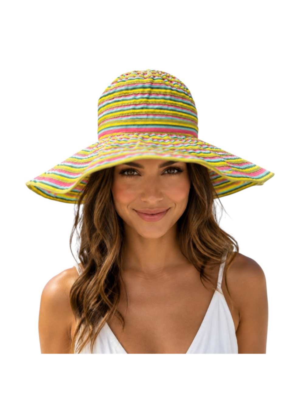 San Diego Hat Co Multicolor Striped Wide Brim Floppy Sun Hat